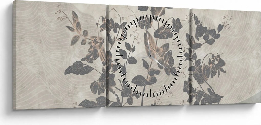 Tablou - Frunze texturate (cu ceas) (90x30 cm)