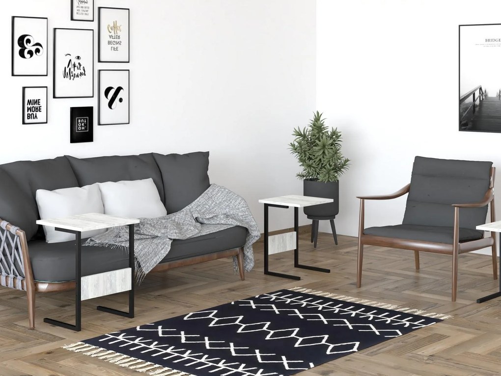 Set 3buc. măsuțe cafea Bameni (negru + cristal) . 1094335