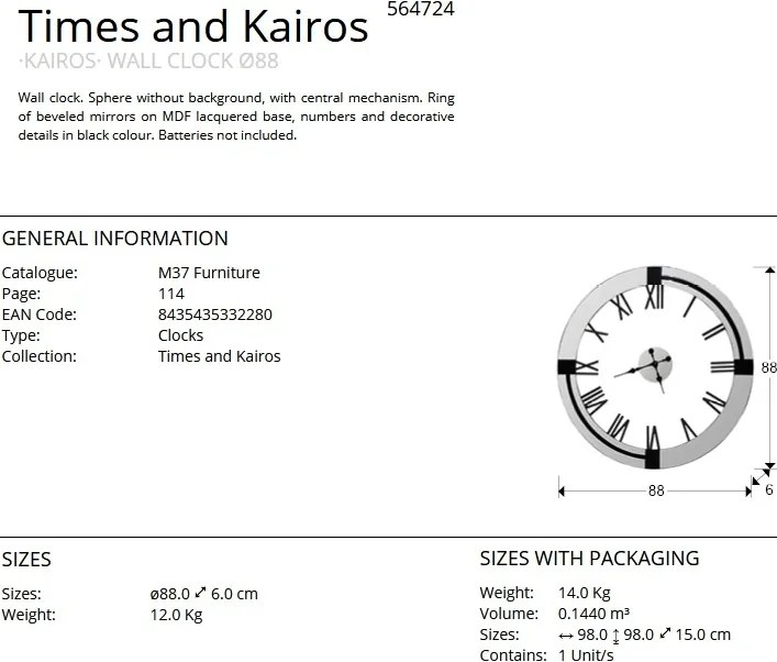 Ceas de perete decorativ XXL Kairos 88cm