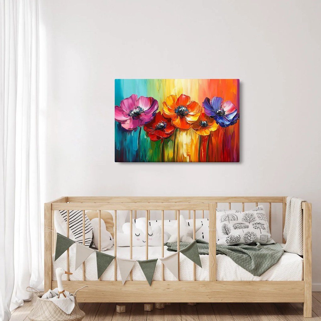 Tablou - Cinci flori colorate (90x60 cm)