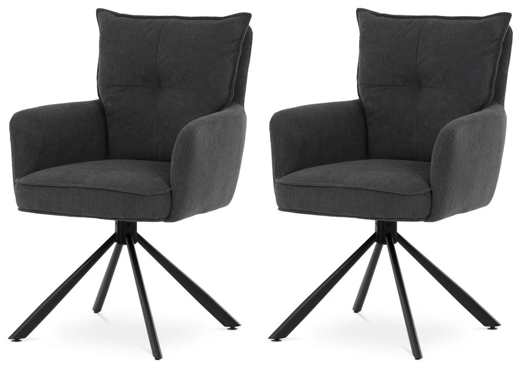 Set de scaune de sufragerie cu mecanism deîntoarcere HC-X1128 GREY2, manșestru, 2 buc.