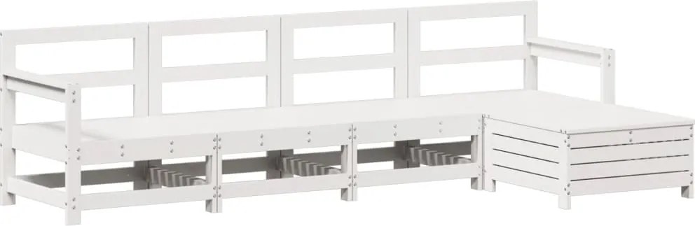 vidaXL Set canapea de grădină, 5 piese, alb, lemn masiv de pin