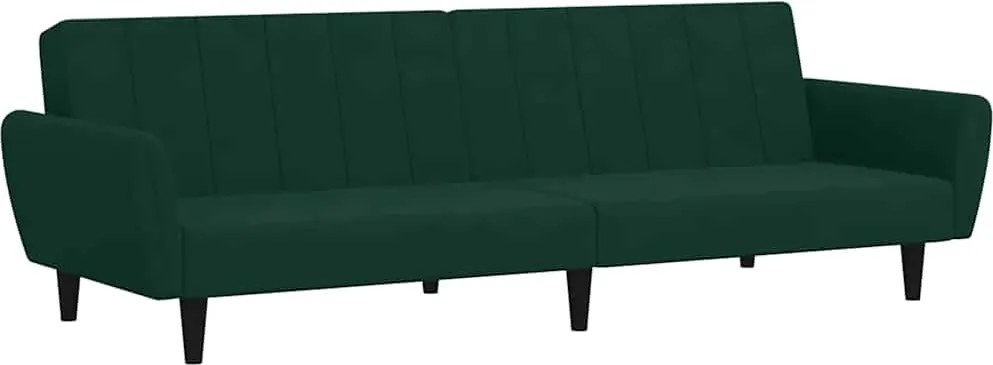 vidaXL Canapea extensibilă cu 2 locuri, verde închis, catifea