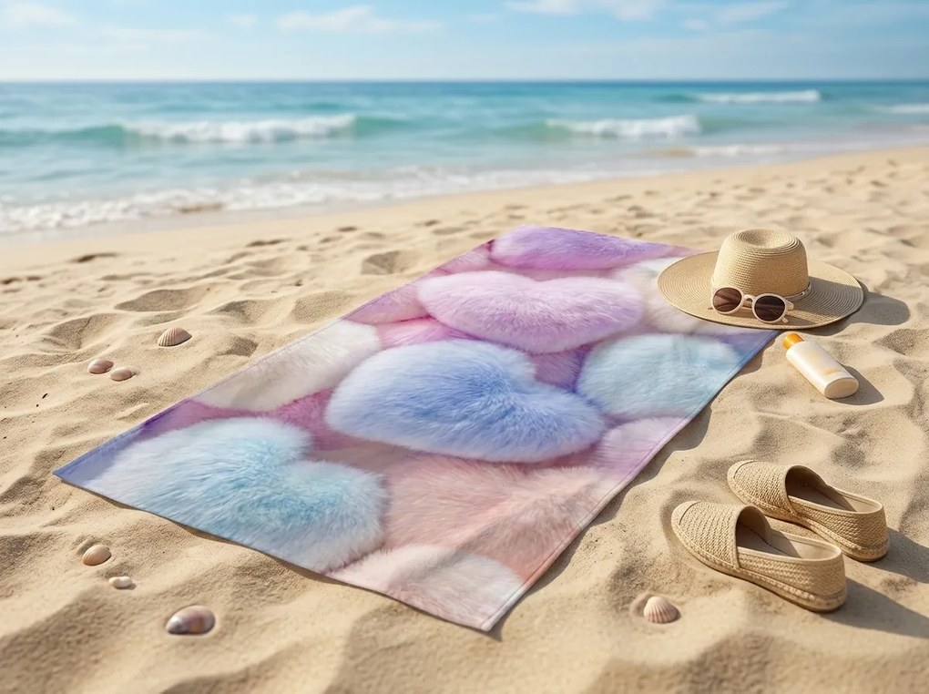 Prosop de plaja cu uscare rapida PASTELLA colorat 70 x 140 cm, 100% microfibra
