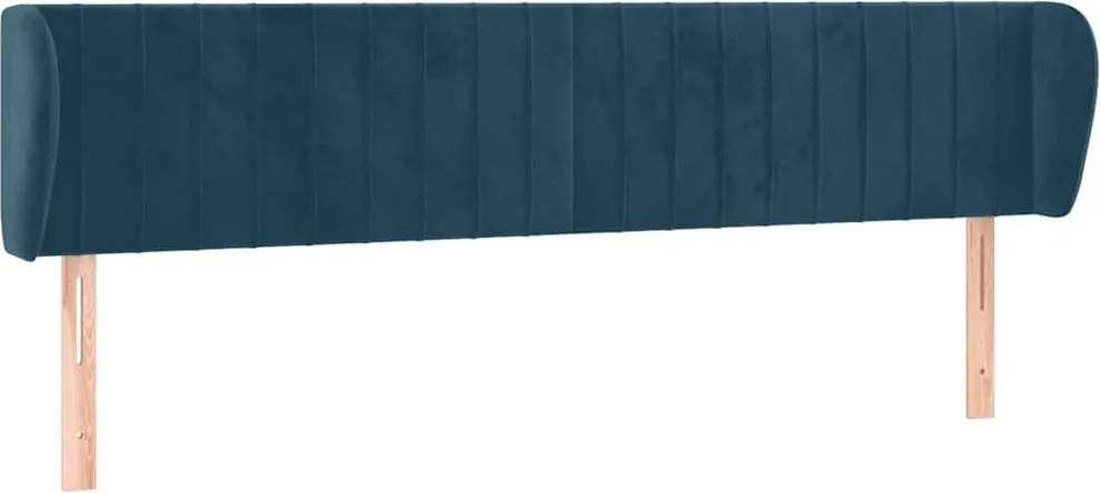 vidaXL Tăblie pat cu aripioare albastru închis 163x23x78/88 cm catifea