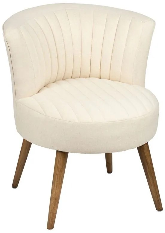 Scaun dining, crem, din lemn de cauciuc si textil, Demeure
