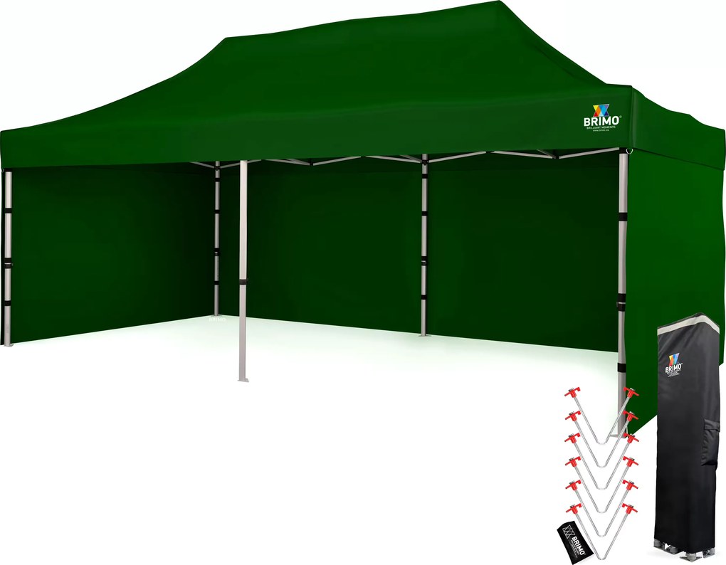 Cort de nuntă 3x6 m din aluminiu – Elegant și de montare rapidă - cu 3 pereți - Verde