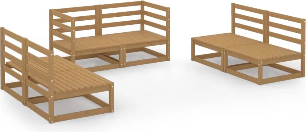 vidaXL Set mobilier de grădină, 6 piese, maro miere, lemn masiv de pin