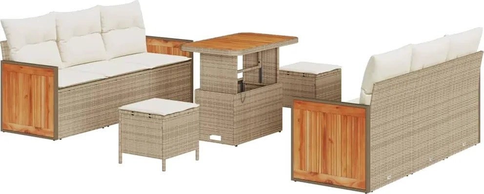 vidaXL Set de canapele pentru grădină 11 pcs Bej și crem poliratan