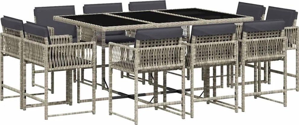 vidaXL Set mobilier de grădină cu perne 11 piese gri deschis poliratan