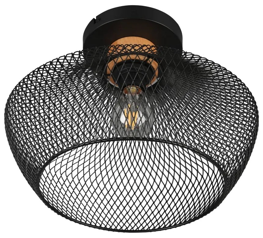 Plafonieră neagră cu abajur din metal ø 35 cm Valeria – Reality