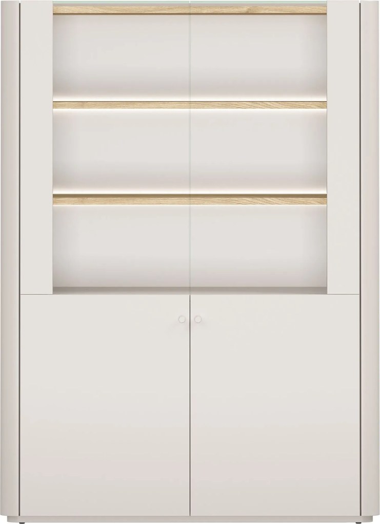 Vitrină cu două uși Elivo 100 cm - cașmir / stejar uleiat