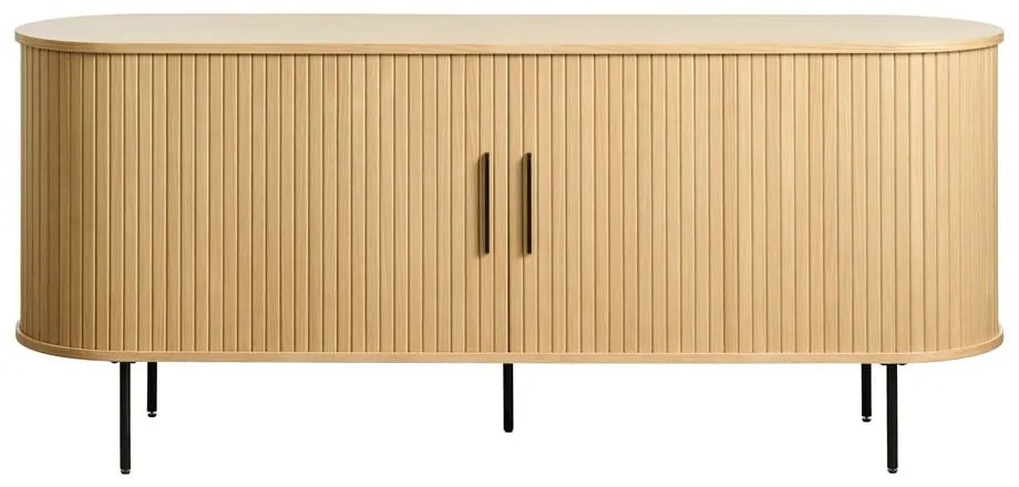 Comodă joasă cu aspect de lemn de stejar cu ușă glisantă 76x180 cm Nola – Unique Furniture