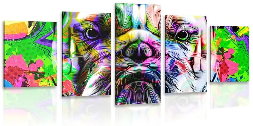Tablou 5-piese buldog pop-art