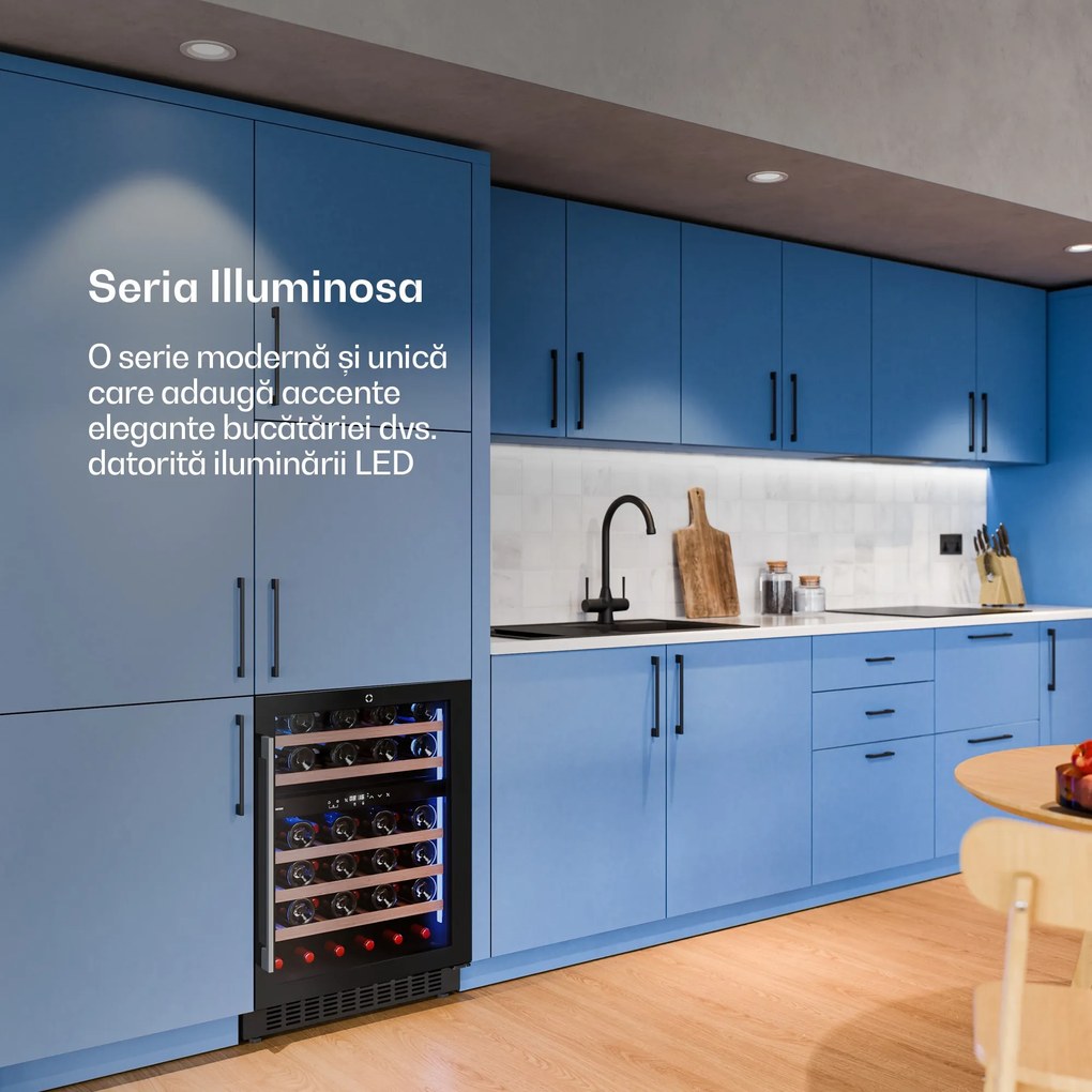 Klarstein Illuminosa frigider de vin sub-blat | Cu două zone | 129 litri | 46 sticle | 60 cm