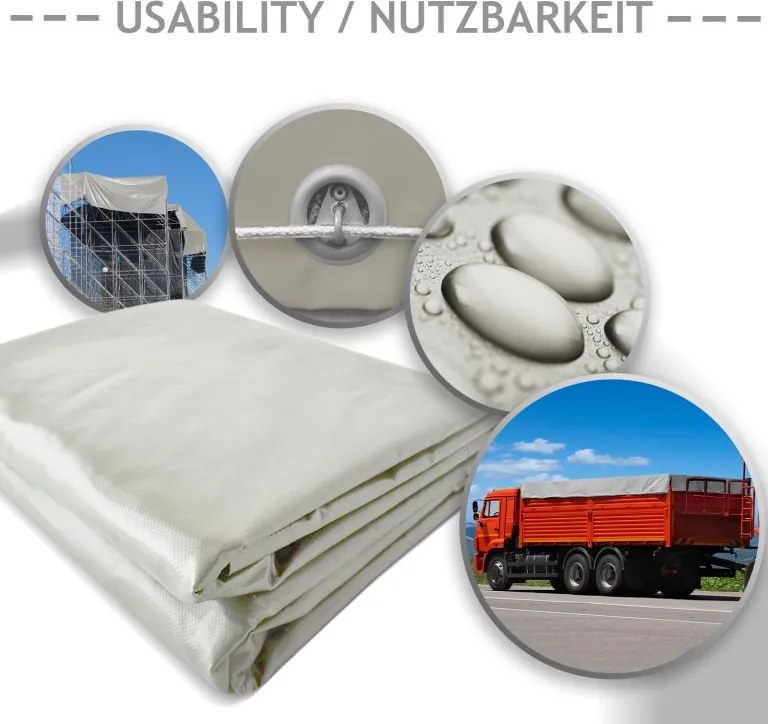 JAGO Prelata 650 g/m², ochiuri de aluminiu, gri, 3 x 6 m