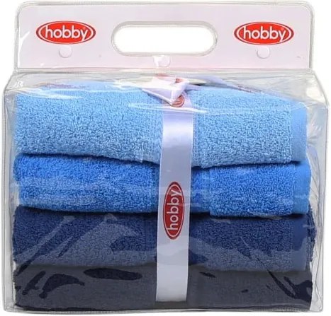 Set 4 prosoape din bumbac Rainbow Sky, 50 x 90 cm, albastru