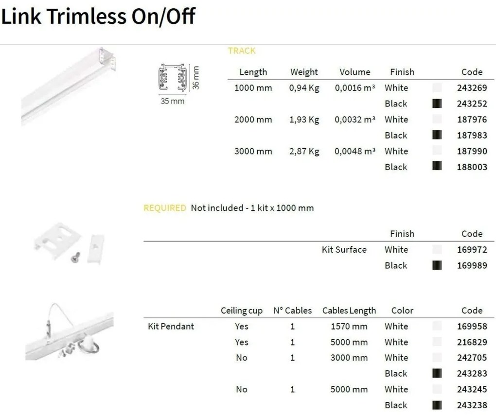 Spot directionabil pentru sina Link QUICK 28W CRI90 3000K ON-OFF WH