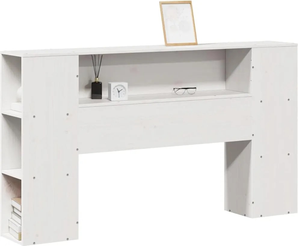 vidaXL Tăblie de pat cu depozitare alb 150 cm lemn masiv de pin