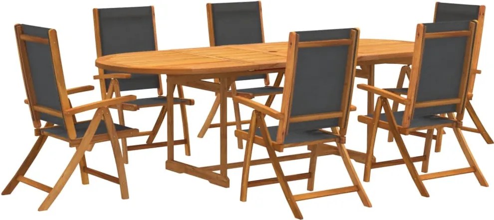 vidaXL Set mobilier de grădină, 7 piese, lemn masiv acacia/textilenă