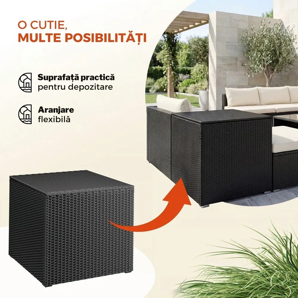 Ladă de depozitare din poliratan RICCO, 318L, 75x75x70 cm, negru Casaria