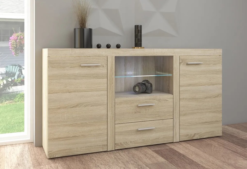Expedo Comodă KLOK 2F 2S, 156x82x40, sonoma