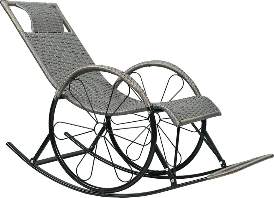 Scaun de balansare, ratan/metal, gri, ROKIN