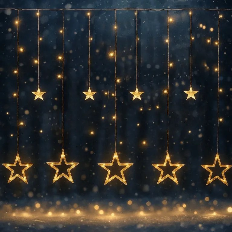 Decorațiune de Crăciun-stele strălucitoare,150 LED,alb cald