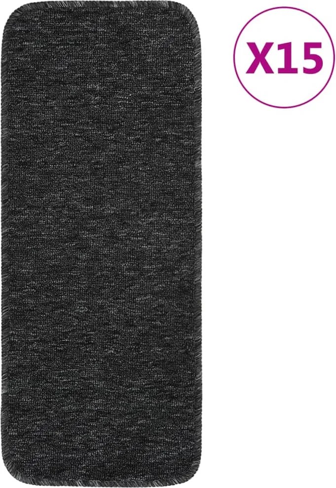 vidaXL Covorașe de scări, 15 buc., antracit, 60x25 cm, dreptunghiular