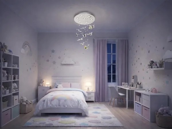 Plafonieră cu cristale LED MURU LED/24W/230V Ø 40 cm, crom lucios + telecomandă