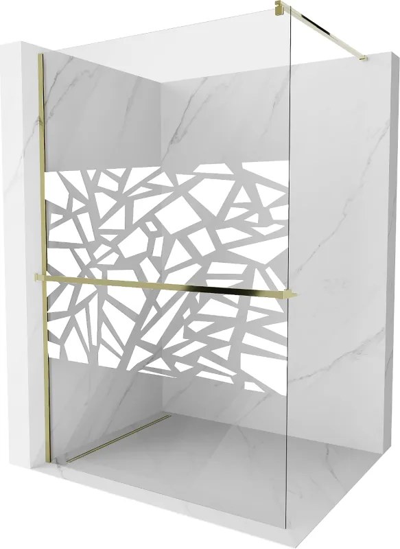 Mexen Kioto+ panou de duș cu raft Walk-in 90 x 200 cm, model alb, auriu - 800-090-121-50-85