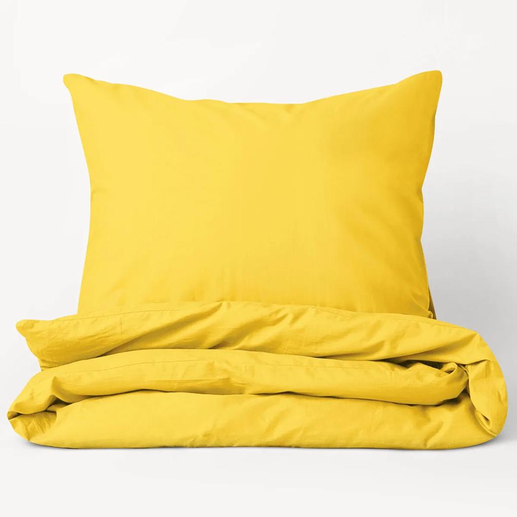 Goldea lenjerie de pat din 100% bumbac - galben 140 x 220 și 70 x 90 cm