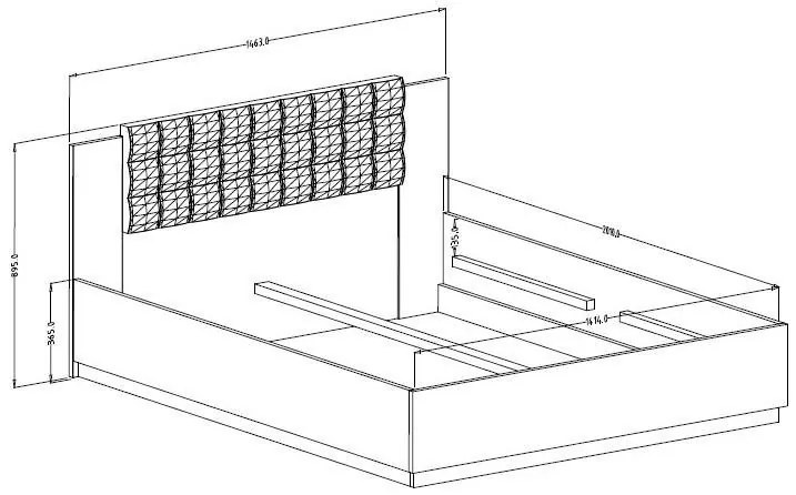 Pat matrimonial 140 cm Signat Typ30 (stejar flagstaff + negru mat). 1118233
