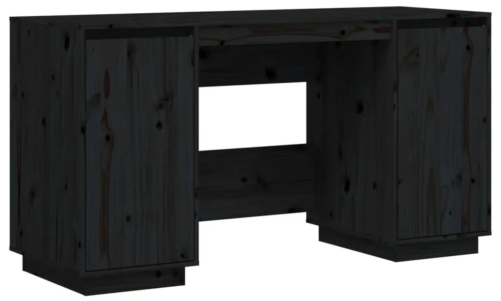 840149 vidaXL Birou, negru, 140x50x75 cm, lemn masiv de pin