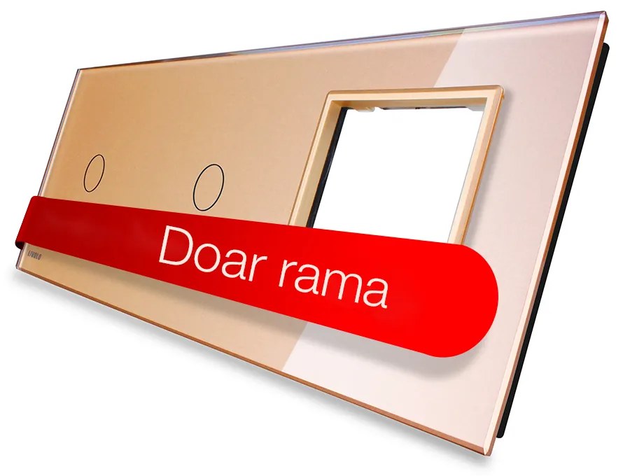 Panou 2 intrerupatoare simple cu touch si priza Livolo din sticla