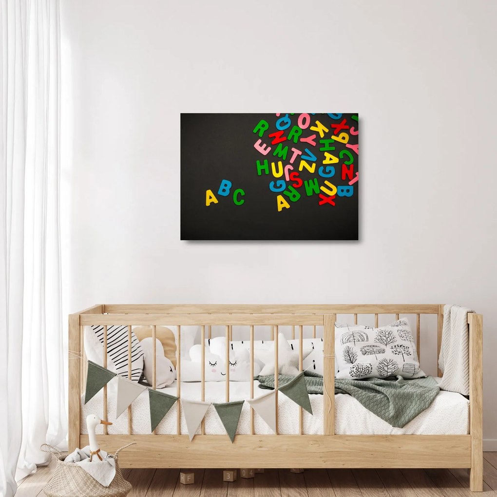Tablou pe sticlă - litere colorate (70x50 cm)