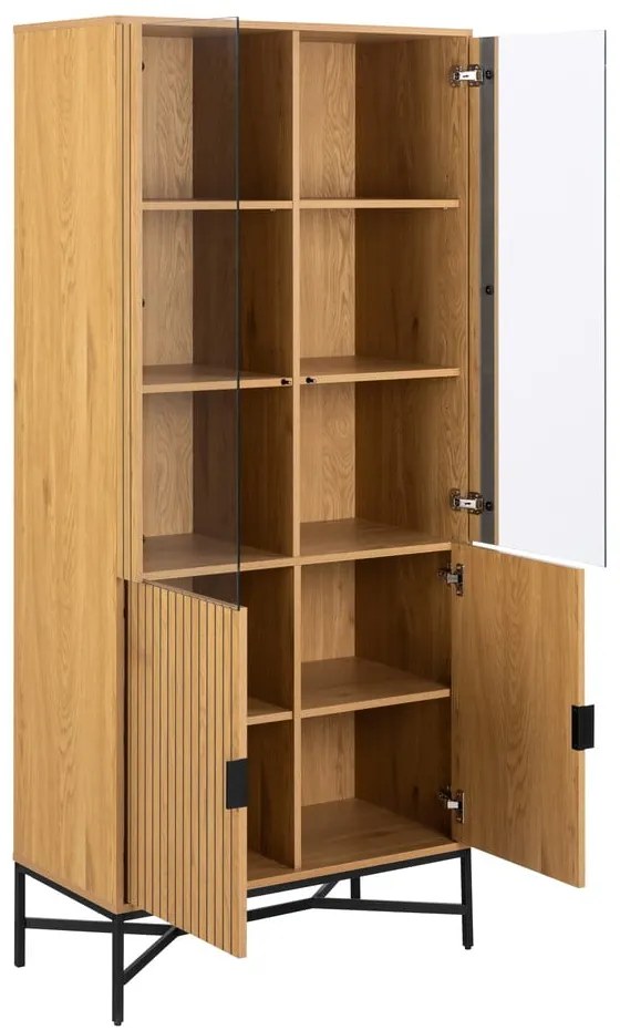 Vitrină în culoare naturală cu aspect de lemn de stejar 80x180x40 cm Jaipur – Actona