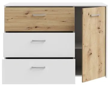 Comodă cu sertare URO stejar artisan/ albă