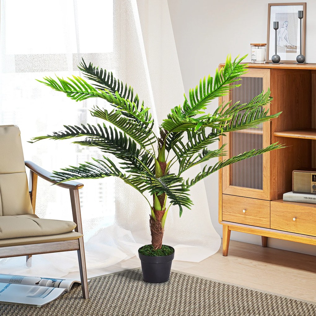 Outsunny Planta Artificiala Palmier Cycas Inaltime 123cm, Planta Artificiala cu Ghiveci Inclus, Decoratiune pentru Casa si Gradina | Aosom Romania