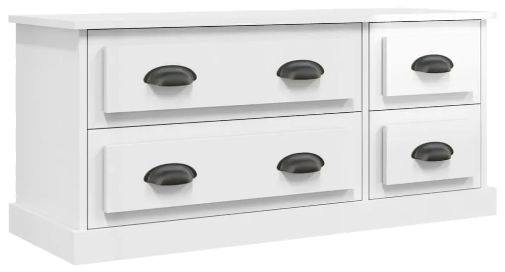 816450 vidaXL Comodă TV, alb extralucios, 100x35,5x45 cm, lemn prelucrat