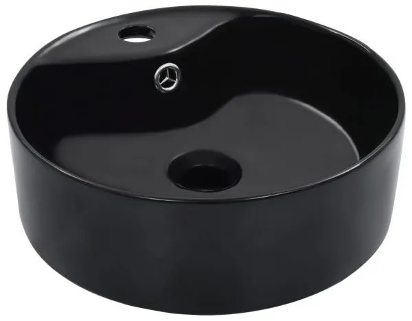 VidaXL Chiuvetă cu preaplin, negru, 36x13 cm, ceramică
