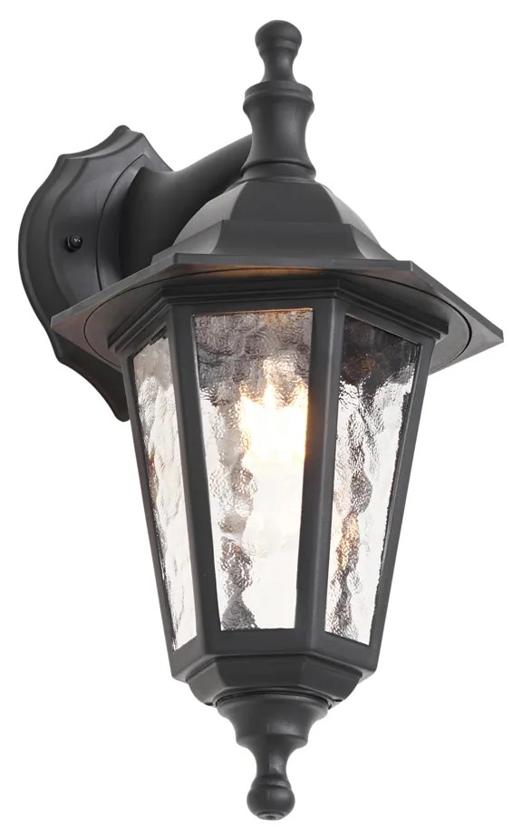 Lampă clasică de perete pentru exterior neagră IP44 - New Haven Hammered