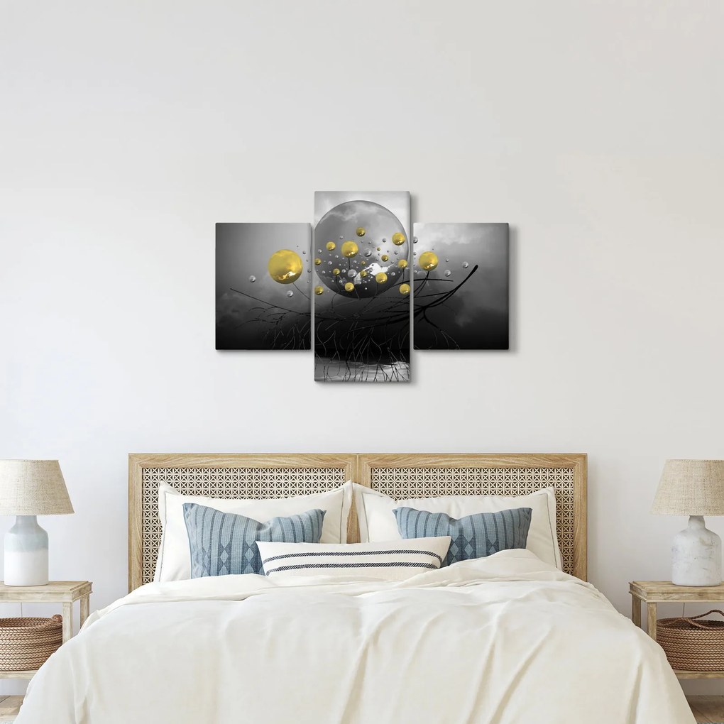 Tabloul cu bile abstracte aurii (90x60 cm)