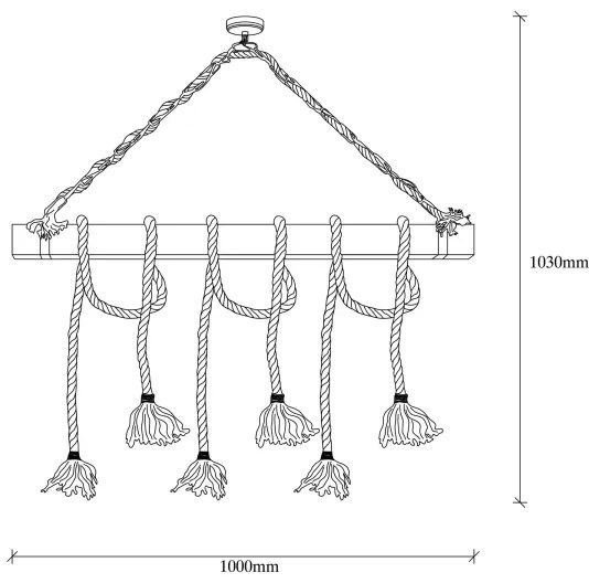 Lustră pe cablu EREBOS 6xE27/40W/230V maro
