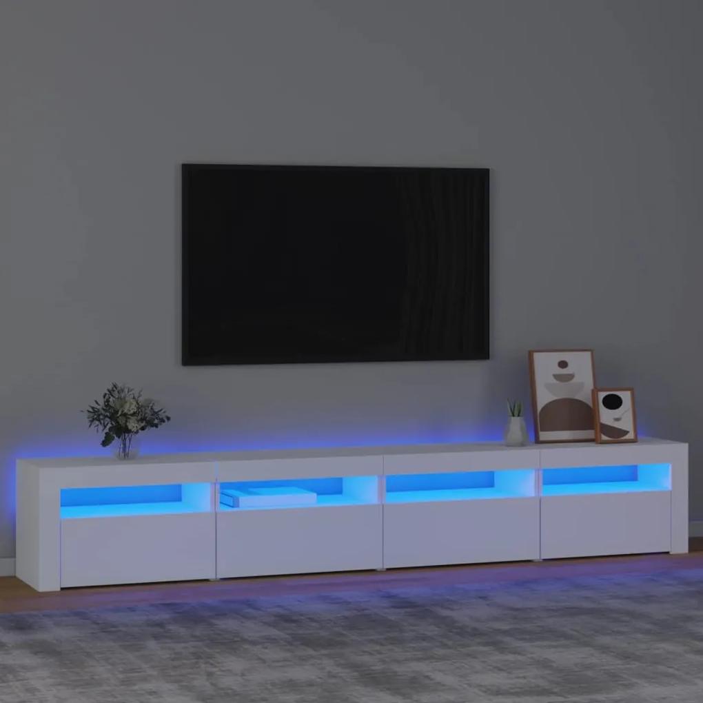 3152762 vidaXL Comodă TV cu lumini LED, alb, 240x35x40 cm