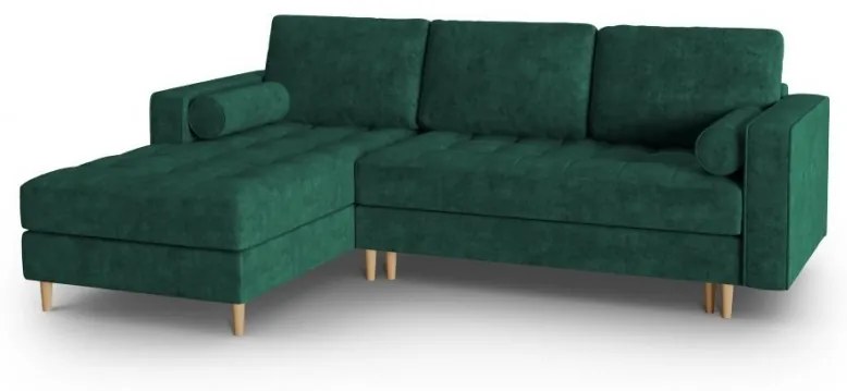 Coltar extensibil Gobi cu tapiterie din tesatura structurala si colt pe partea stanga, verde inchis
