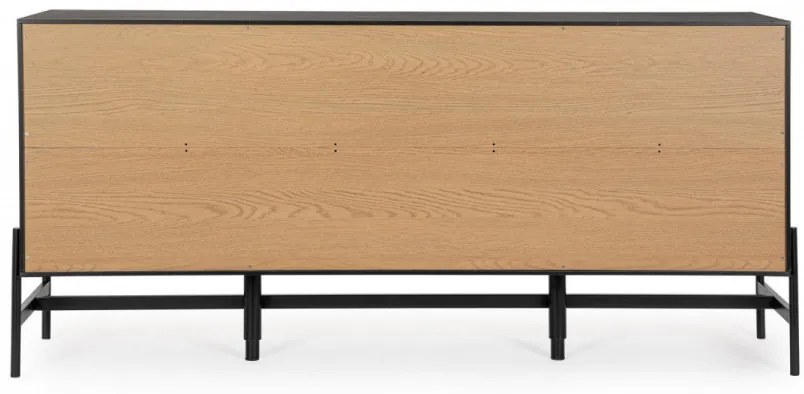 Comoda living finisaj natural/neagra din lemn de Frasin si MDF, 164x40x75 cm, Allycia Bizzotto