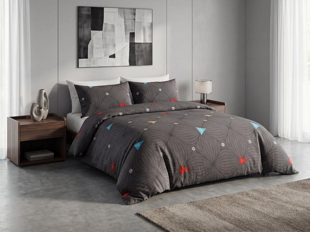 Lenjerie de pat din microfibra ORBITA gri inchis Dimensiune lenjerie de pat: 2 buc 70 x 80 cm | 160 x 200 cm
