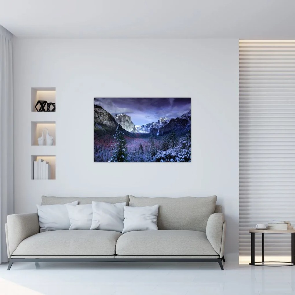 Tablou cu peisaj montan iarna (90x60 cm)