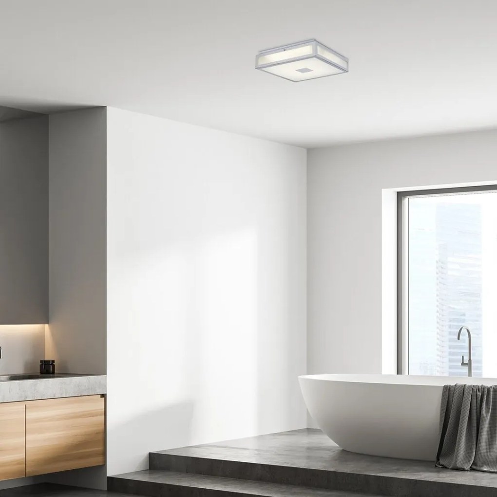 Plafoniera LED baie IP44 Zoya crom alb 40x40cm